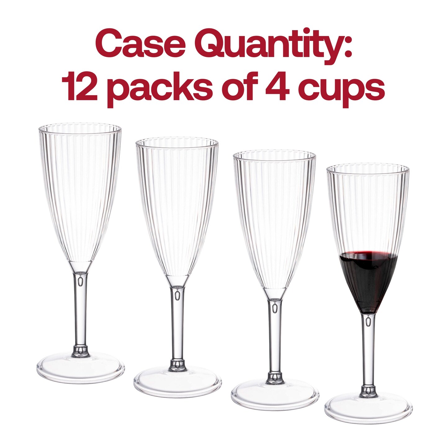 Clear Stripe Round Disposable Plastic Champagne Flutes - 8 oz. (48 Glasses)