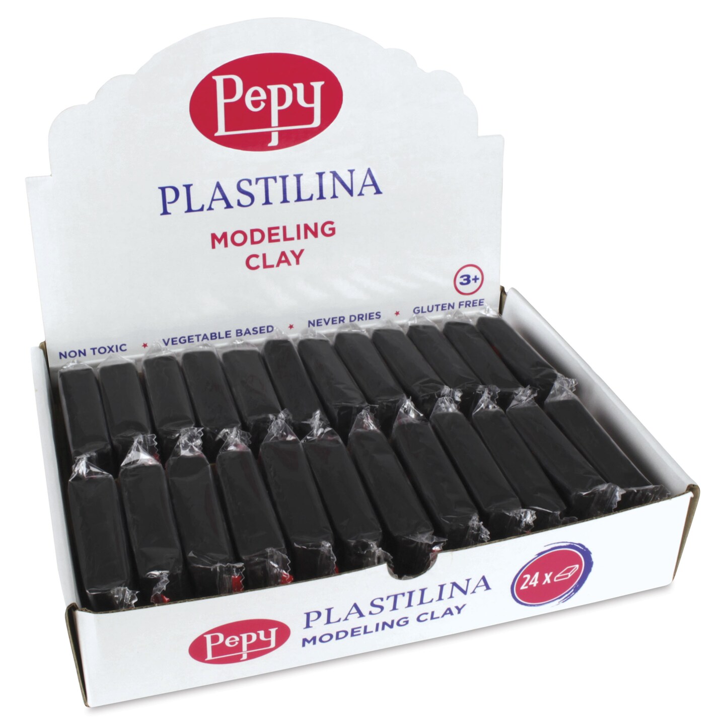 Pepy Plastilina Modeling Clay - Black, 1.4 oz, Pkg of 24