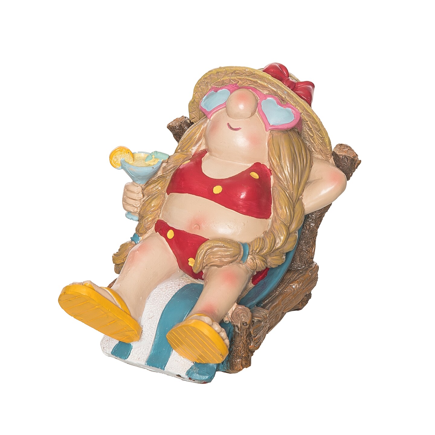 Red Bikini Suntanning Gnome Figurine