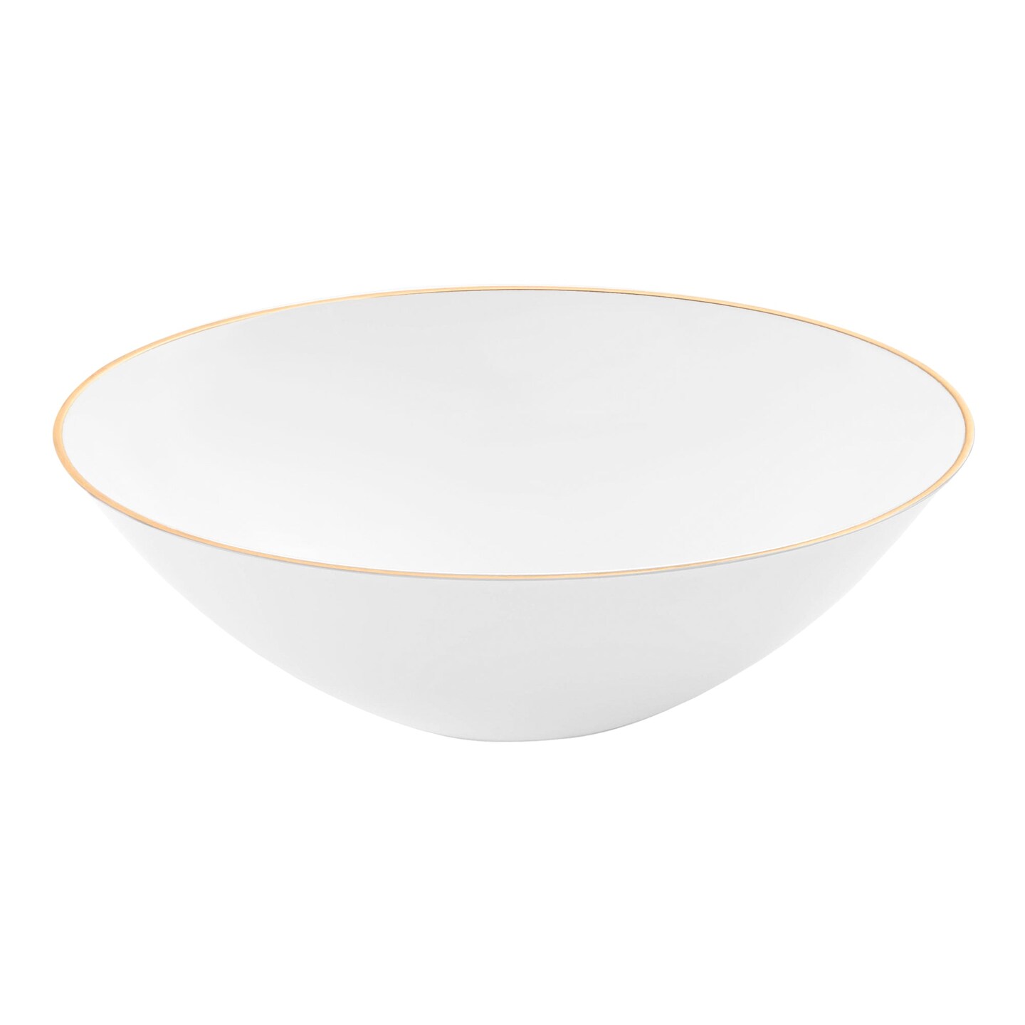 White with Gold Rim Organic Round Disposable Plastic Soup Bowls - 16 oz. (120 Bowls)