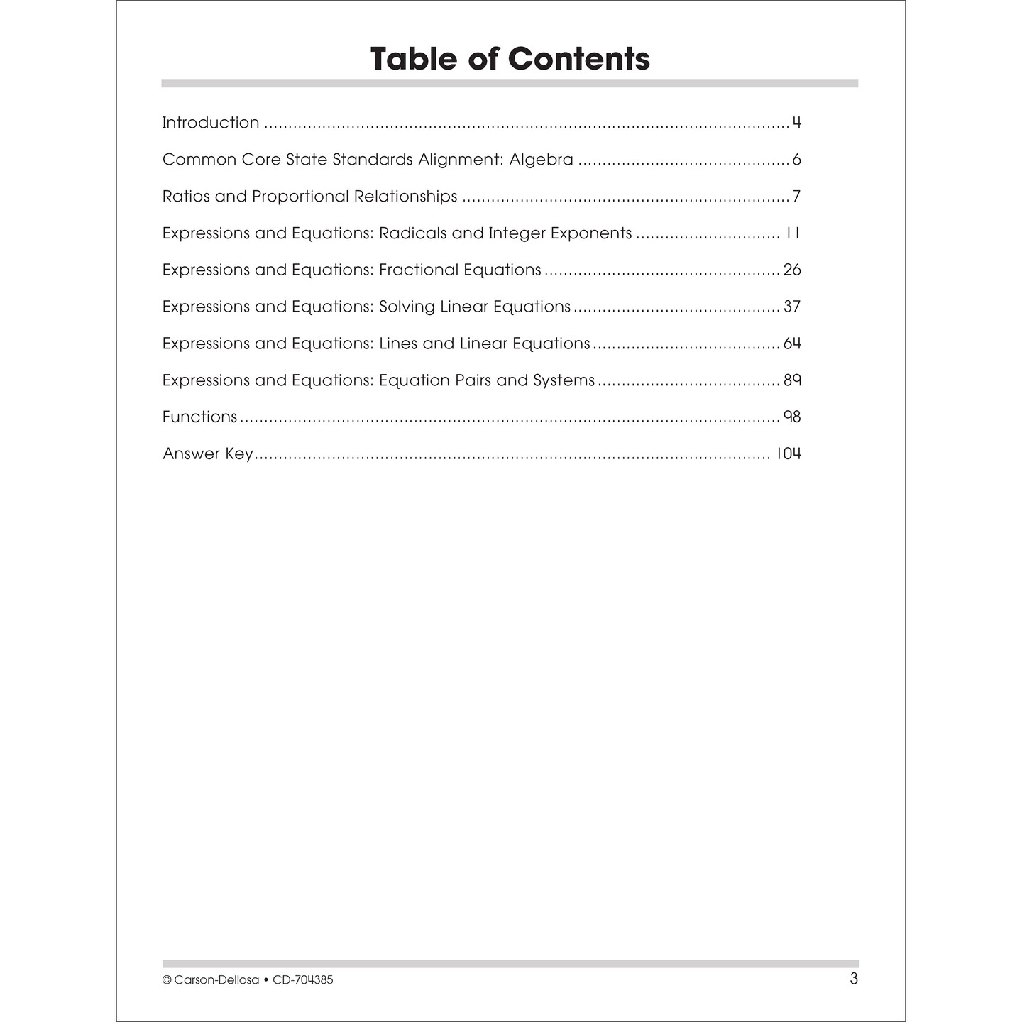 Carson Dellosa The 100+ Series: Grade 7 and Up Algebra 1 Workbook, Fractions, Ratios, Algebra Equations &#x26; More, 7th Grade Math Algebra 1 Workbook With Answers, Classroom or Homeschool Curriculum