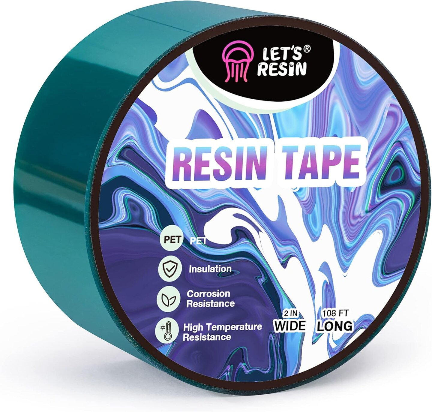 LET'S RESIN Resin Tape,2Inch Wide x 108FT Long Epoxy Tape,Thermal Adhesive Tape,High-Temperature Heat Insulation, Easy Peel, Release Resin Tape for Epoxy Resin Molding, River Tables,Remove Residue
