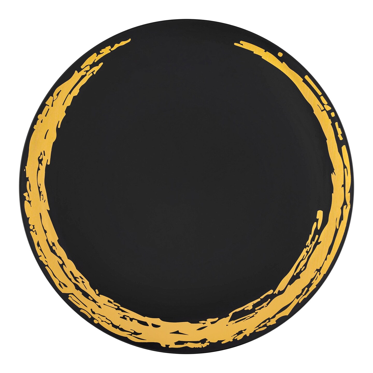 Black with Gold Moonlight Round Disposable Plastic Appetizer/Salad Plates - 7.5" (120 Plates)