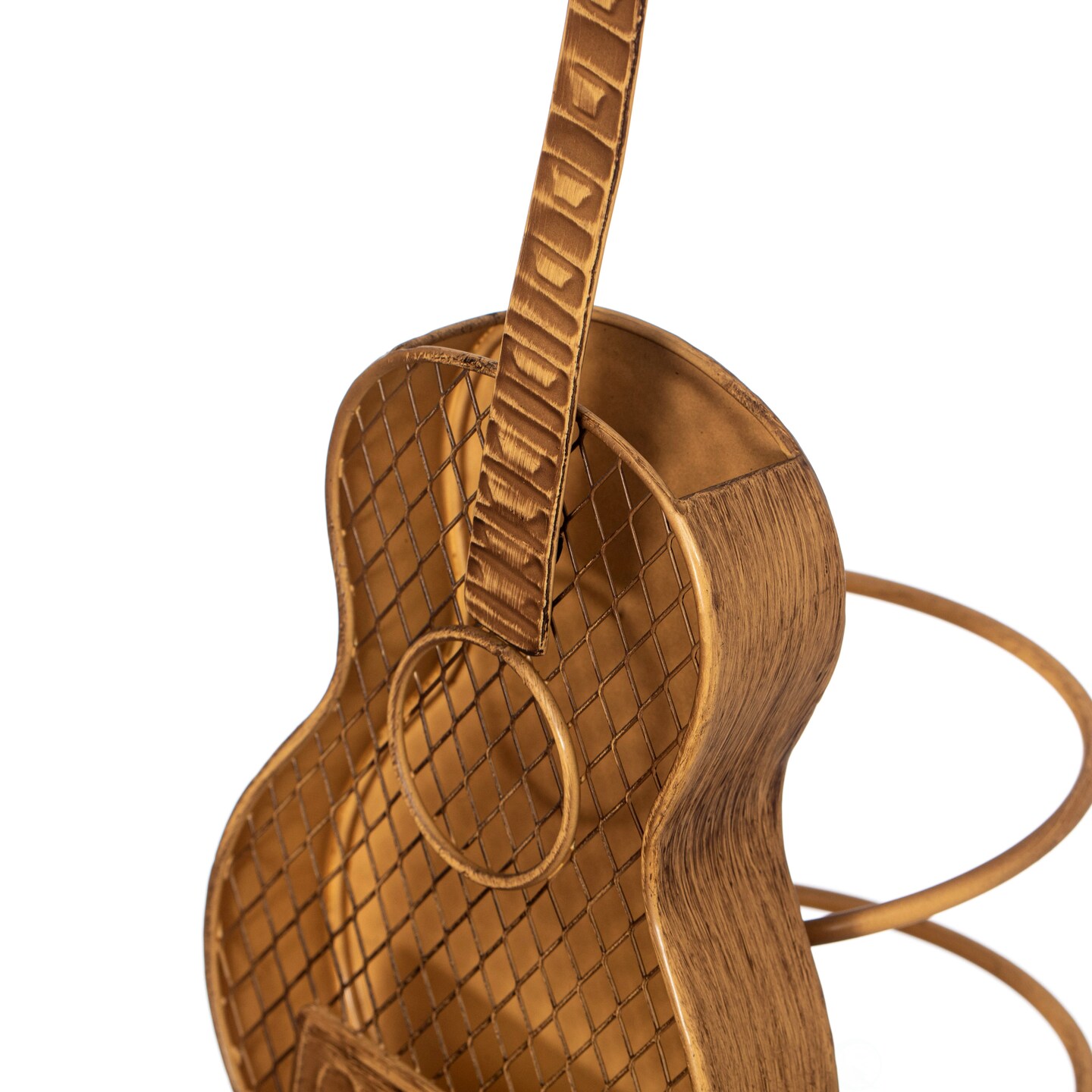 Vintiquewise Decorative Metal Guitar Shape Wine Bottle and Cork Holder &#x2013; A Unique Home Decor Piece and Countertop Accessory for Kitchens, Bars, and Dining Rooms, Great Collection for Wine Lovers