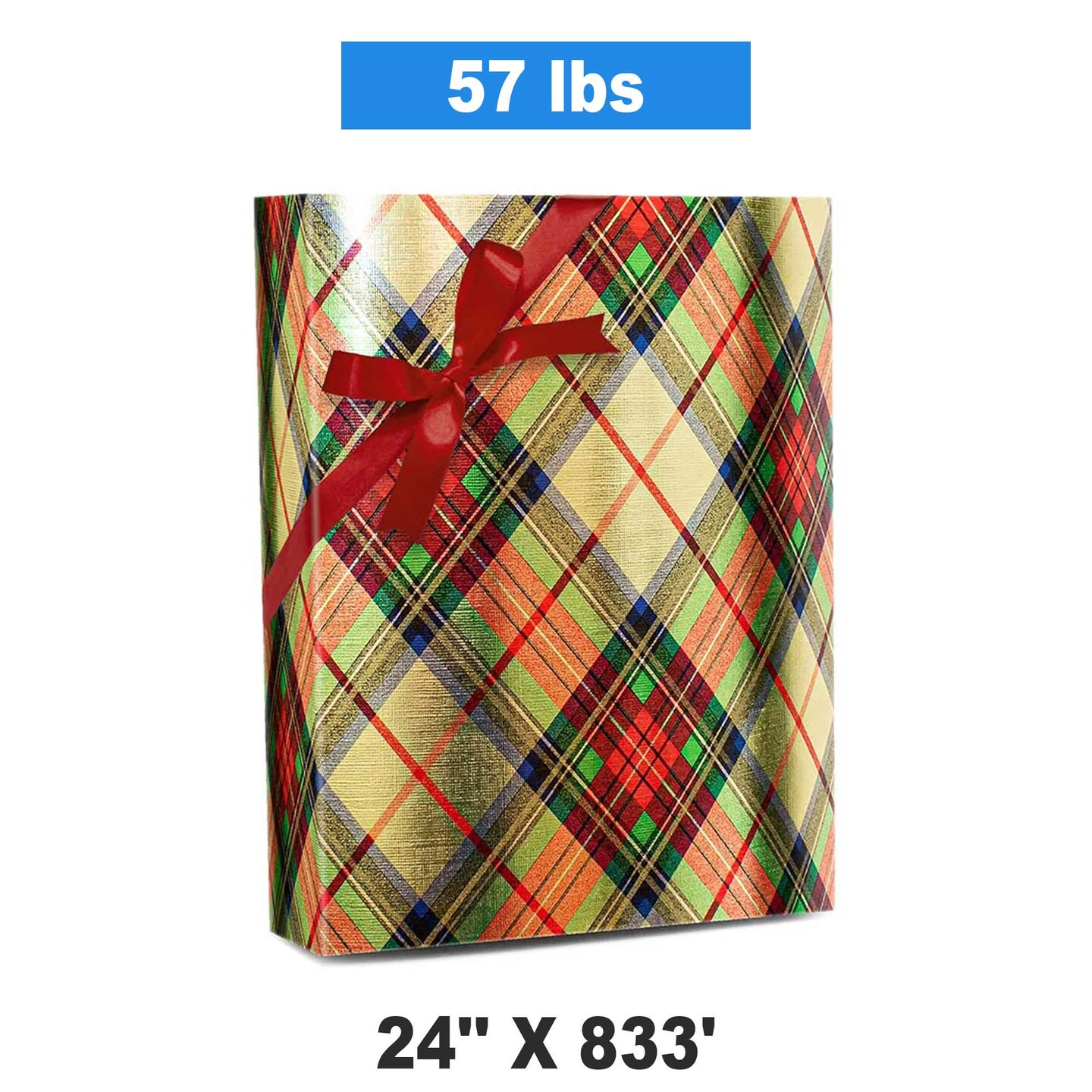 Plaid Christmas Wrapping Paper Traditional Gold Plaid 24 &#x27;&#x27;x833 &#x27;