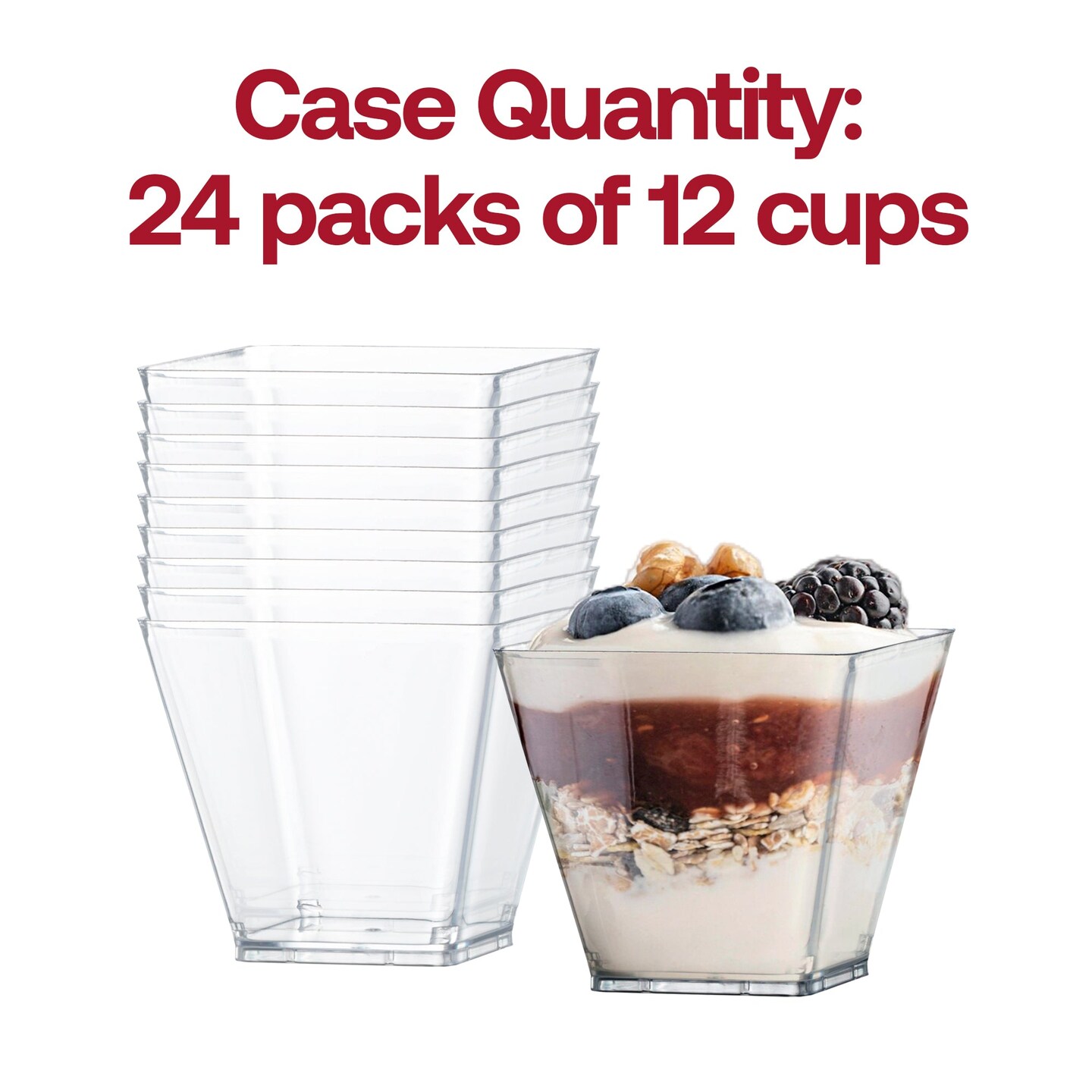 Clear Square Disposable Plastic Mini Cups with Lids - 3.5 oz. (288 Cups)
