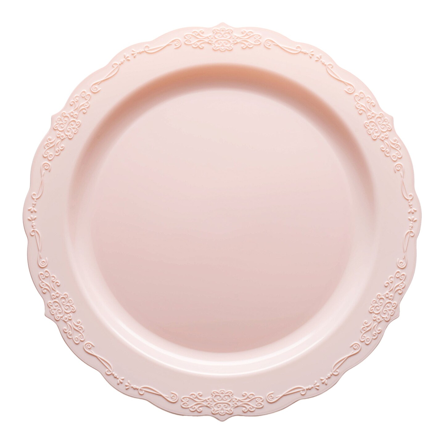 Pink Vintage Round Disposable Plastic Dinner Plates - 10&#x22; (120 Plates)