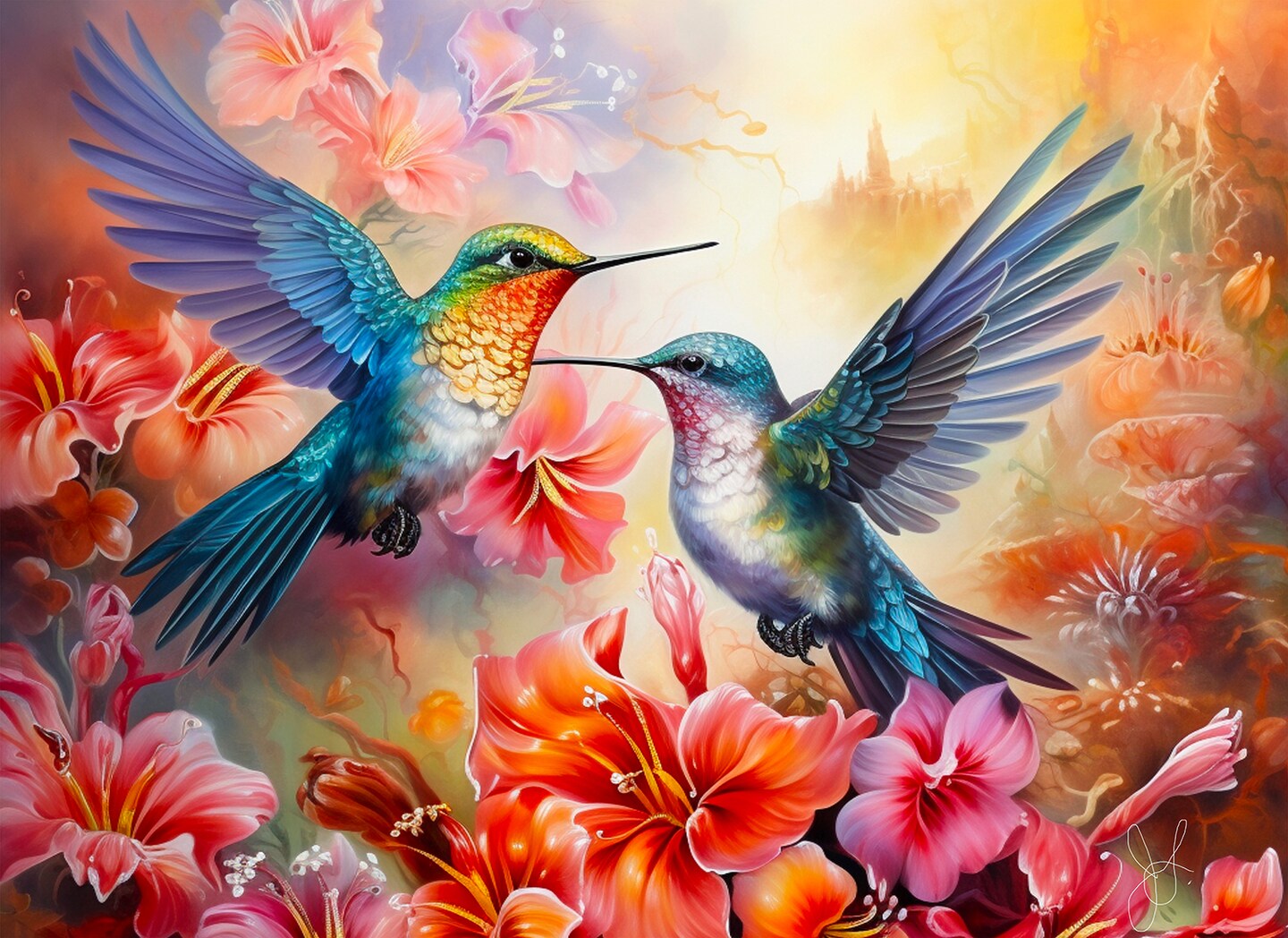 Sunsout Hummingbird Love 500 pc Large Pieces Valentines Day Jigsaw Puzzle 77015