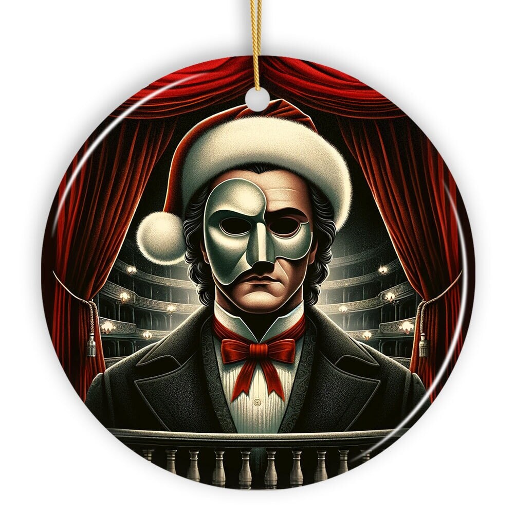 Phantom of the Opera Ceramic Ornament, Menacing Holiday Gift for Halloween Tree