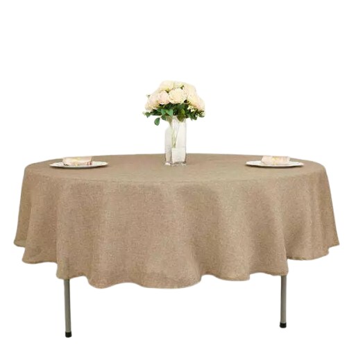 90-Inch NATURAL Round Faux Burlap Tablecloth Tablecloth Wedding Decorations