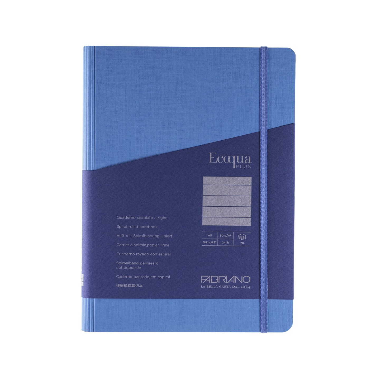 Fabriano Ecoqua Plus Hidden Spiral-Bound Notebook, 5.8" x 8.3", A5