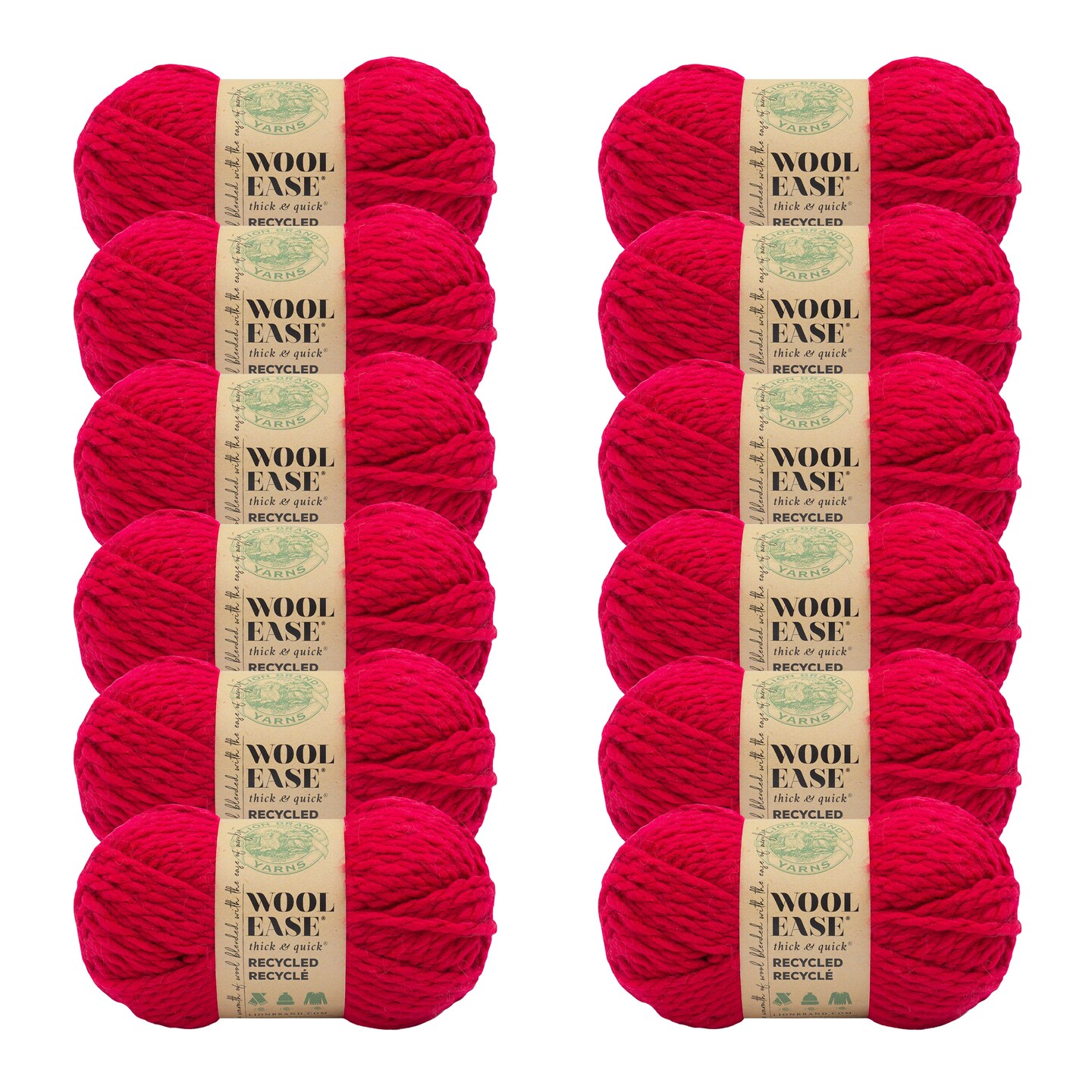 Wool Redm Lion Brand Yarn Wool-Ease Thick & Quick Recycled Red Super Bulky ...