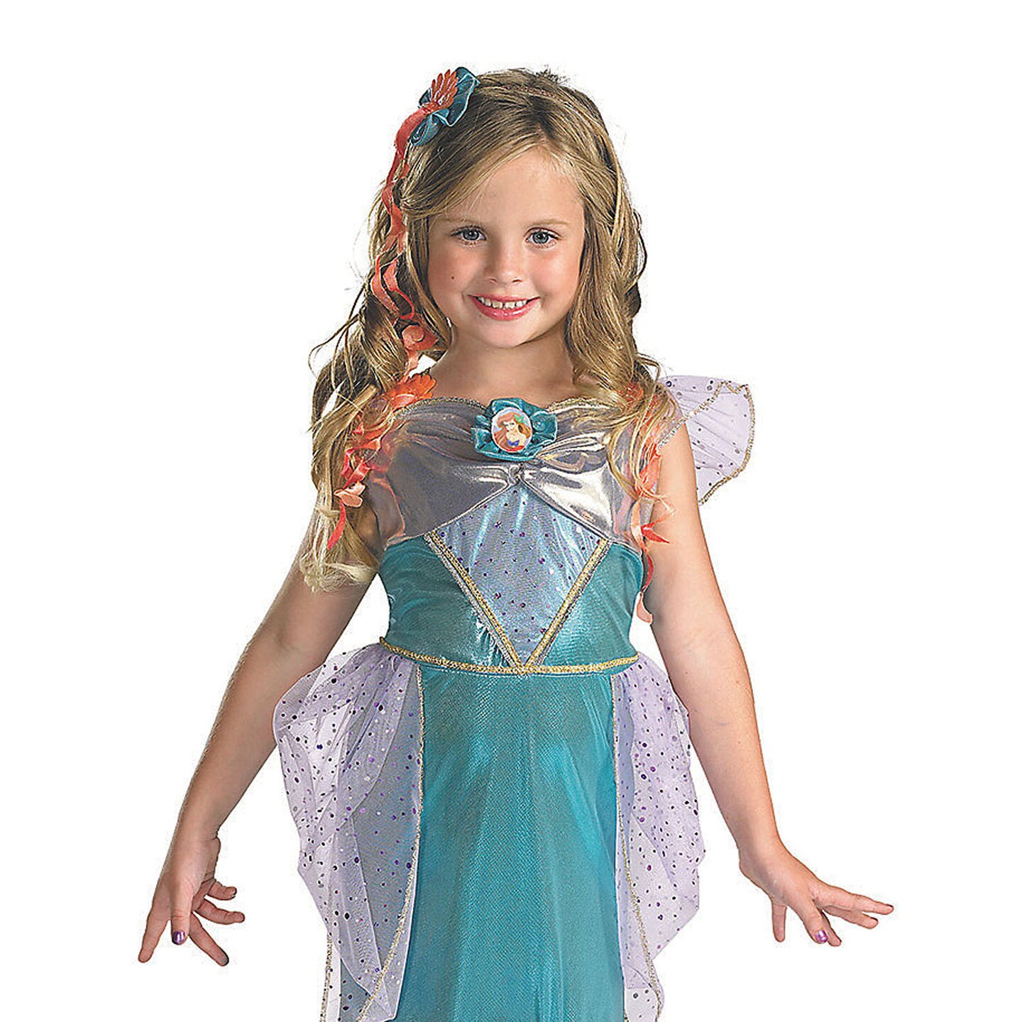 Girl's Ariel Deluxe Little Mermaid Costume Dress with Headband