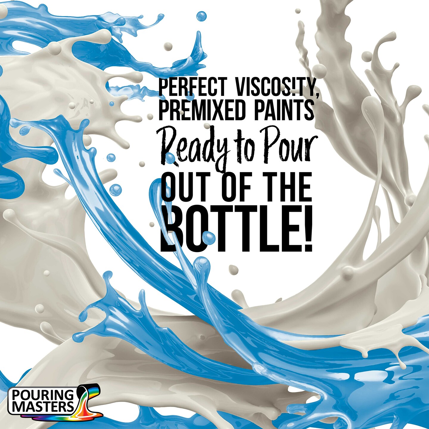 Pouring Masters Cerulean Blue Ready to Pour Acrylic Pouring Paint - Premium 8-Ounce Pre-Mixed Fluid Acrylic Paint - Fluid Art Supplies for Canvas, Wood, Paper, Tile &#x26; Rocks