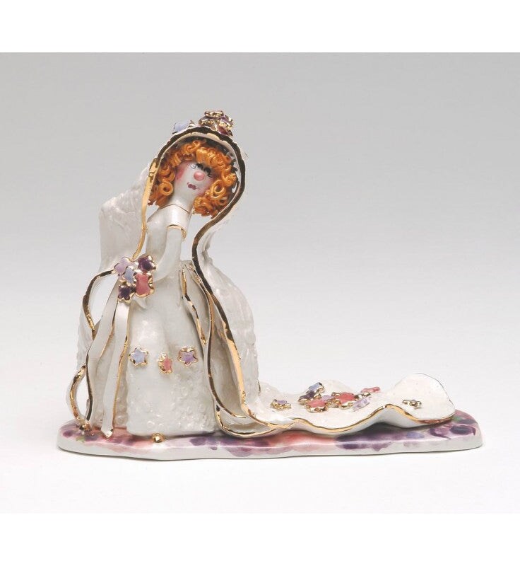 Ceramic Bride with Curly Hair Figurine, Wedding Gift, Wedding Decor