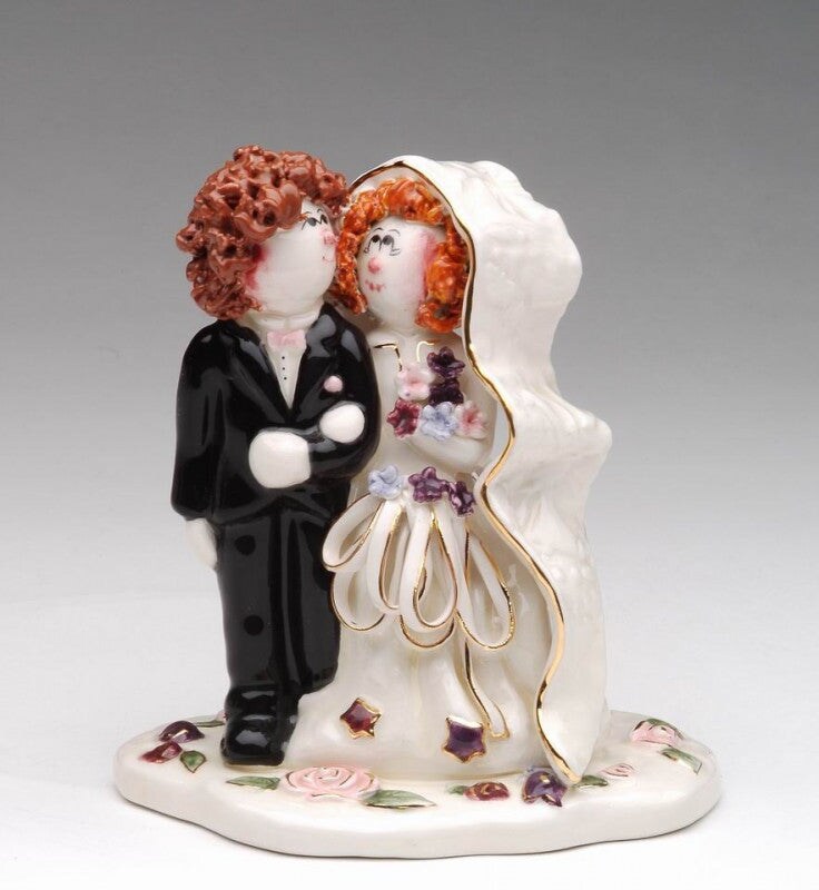 Ceramic Bride and Groom Wedding Cake Topper, Wedding Decor, Wedding Gift