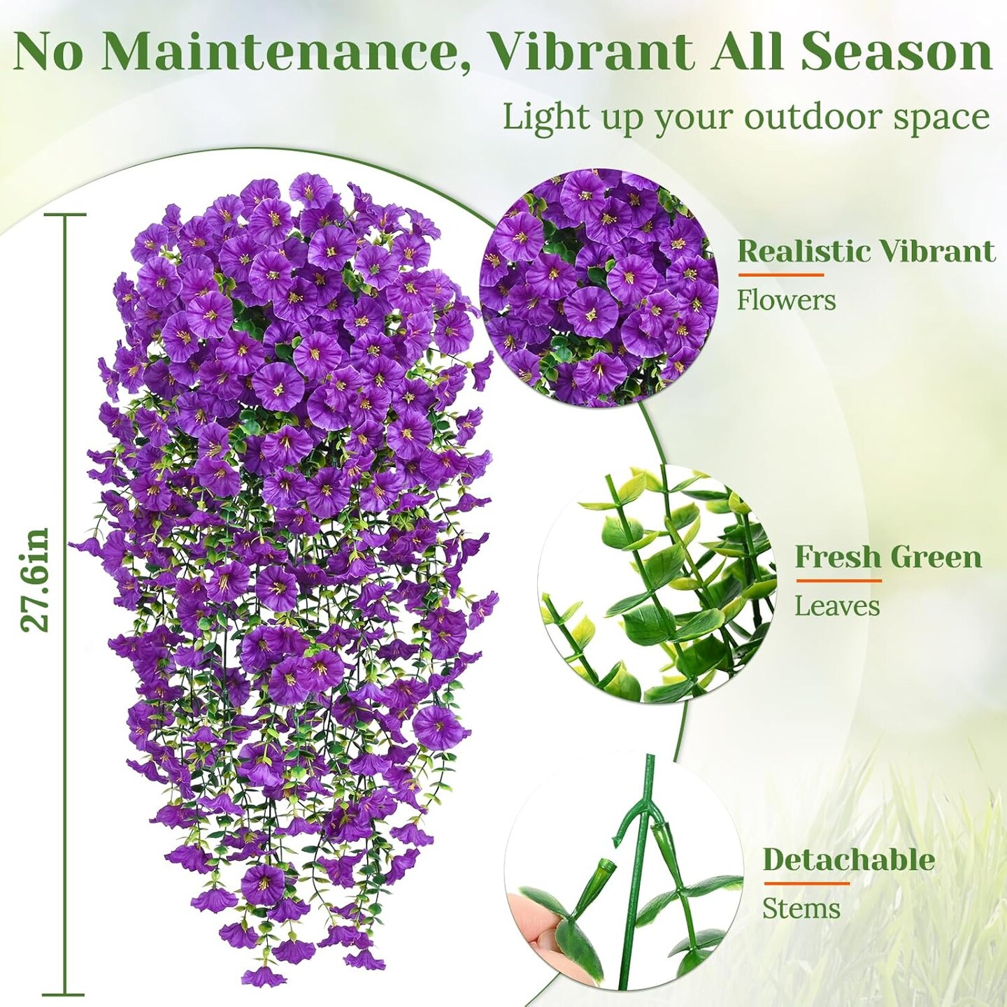 2 Pcs Look Real Artificial Flowers for Outdoors