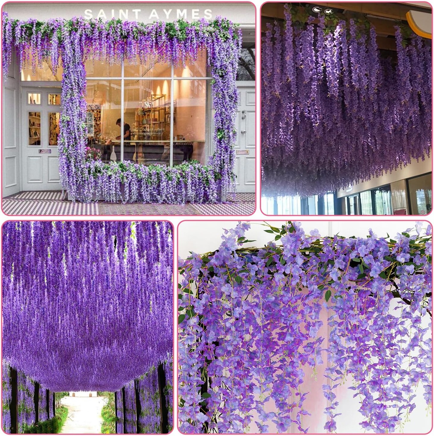 Wisteria Hanging Flowers,Fake Hanging Flowers,Wisteria artificiales Garland