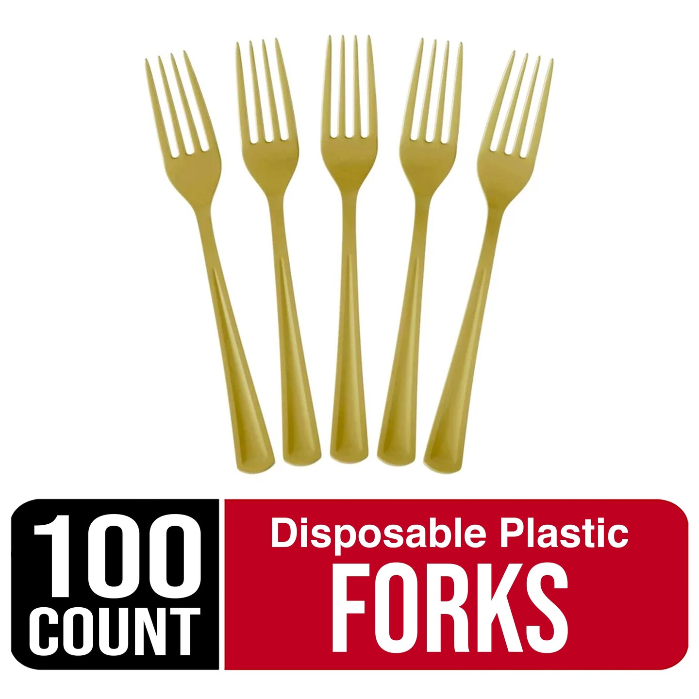 Party Solids 100 Pcs Disposable Utensils &#x2013; Heavy Duty Plastic Cutlery Set &#x2013; Premium Plastic Forks, Spoons or Knives for Parties, Events, Catering &#x26; Tableware Supplies by Exquisite
