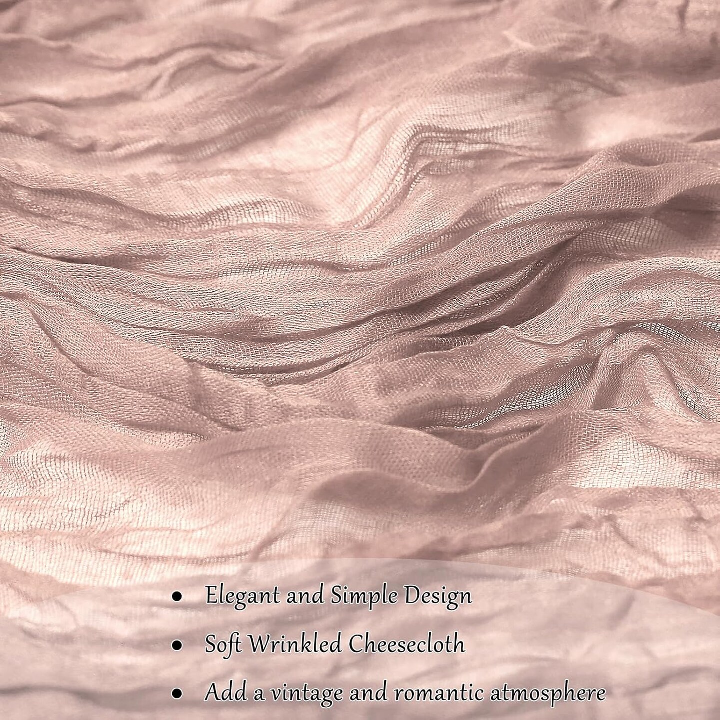 6-Pack Dusty Pink Cheesecloth Table Runners – 10FT (35x120 Inch) Boho Rustic Gauze Fabric for Weddings, Baby Showers, Bridal Shower, Farmhouse & Birthday Party Decor