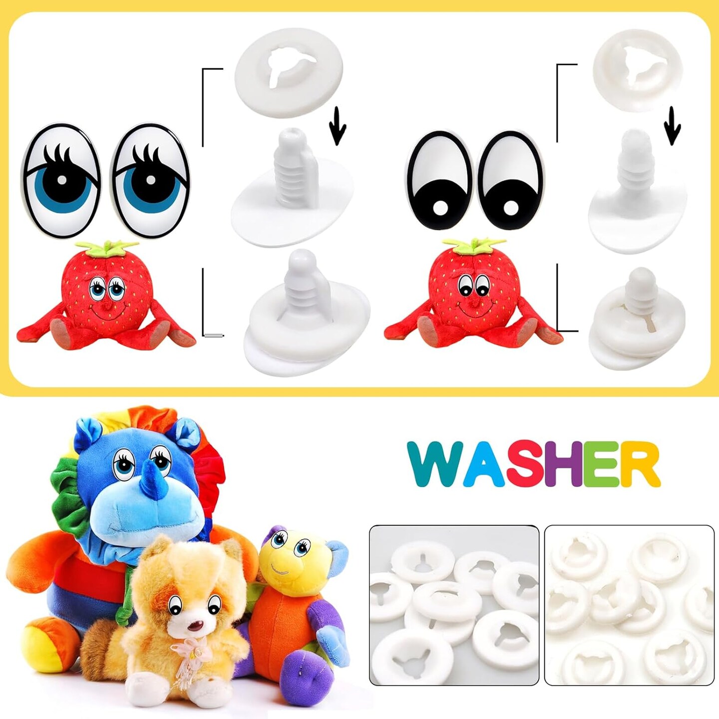 60 Set Plastic Safety Eyes Black and Blue Craft Eyes 13 x 19 mm 17 x 25 mm