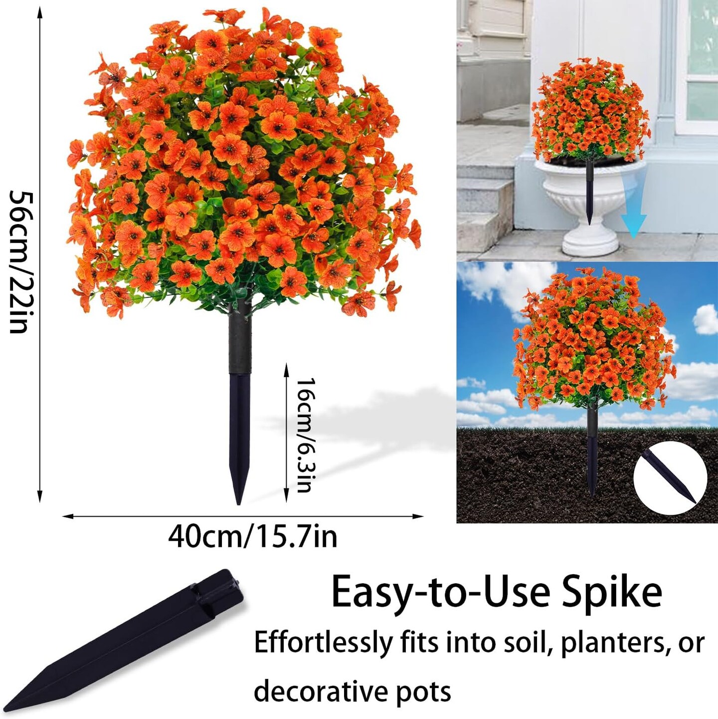 2-Pack 22 Inch Fall Outdoor Artificial Plants with Stake