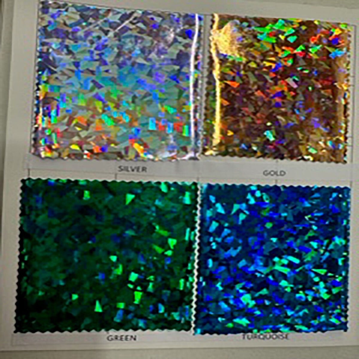 1 Yard Vinyl Broken Glass Hologram Fabric Color Card For Costumes And Dancewear