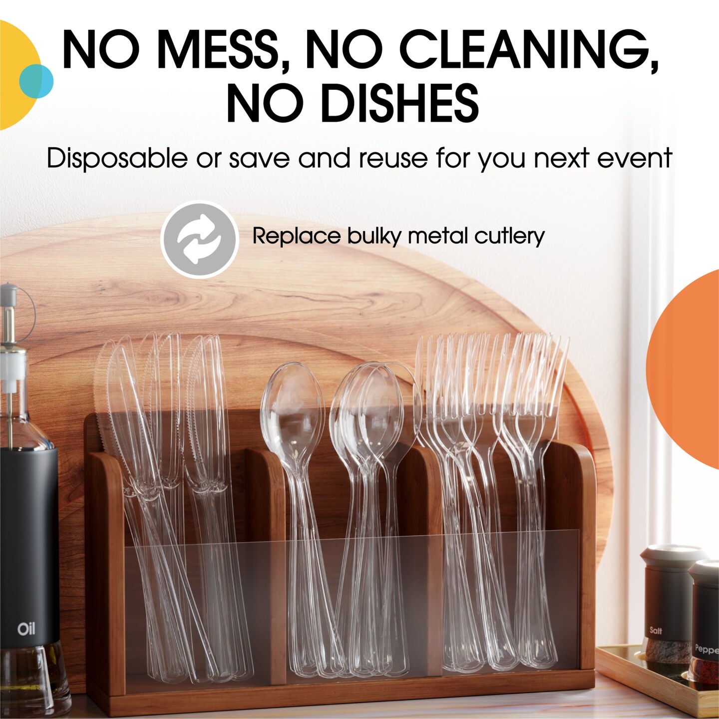 Party Solids 100 Pcs Disposable Utensils – Heavy Duty Plastic Cutlery Set – Premium Plastic Forks, Spoons or Knives for Parties, Events, Catering & Tableware Supplies by Exquisite