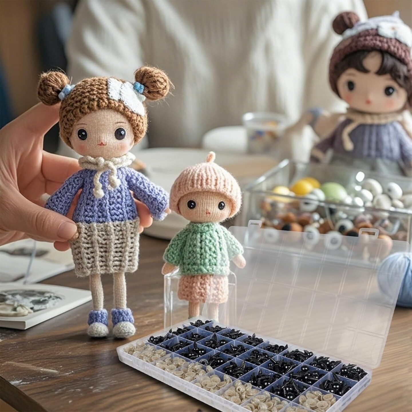 1000-Piece Black Plastic Safety Eyes with Washers – 6mm, 8mm & 10mm for Amigurumi, Crochet Dolls, Plush Toys & DIY Crafts