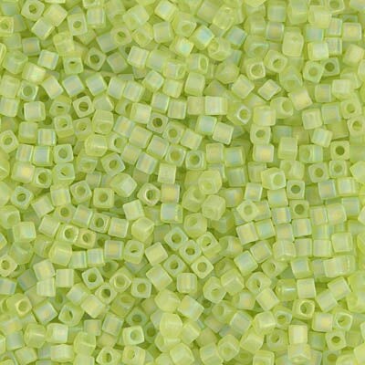 Miyuki 1.8mm Cube, Matte Transparent Chartreuse AB, #143FR, 10 grams
