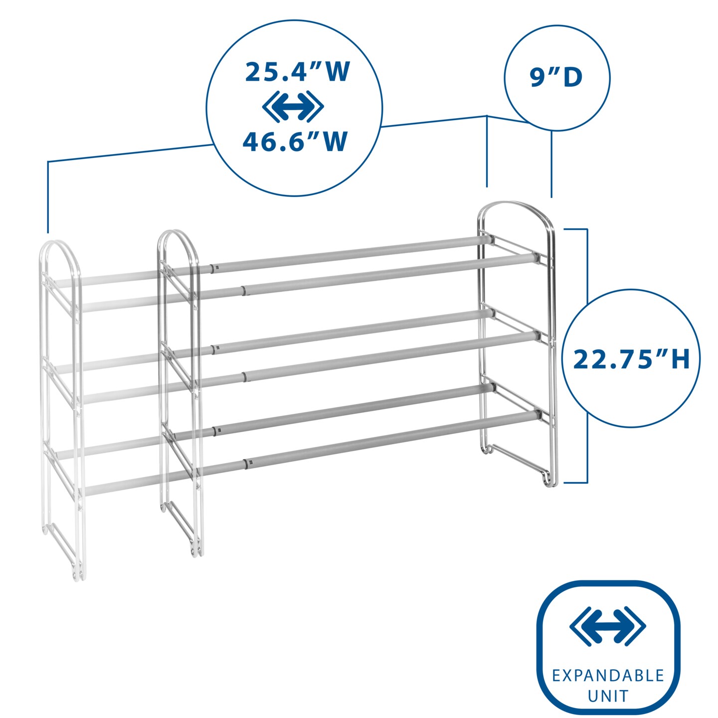 Seville Classics 3-Tier Expandable Shoe Rack