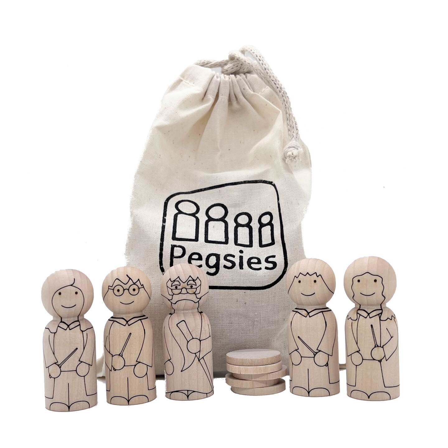 Wizards and Witches Peg Doll Set by Pegsies&#x2122;