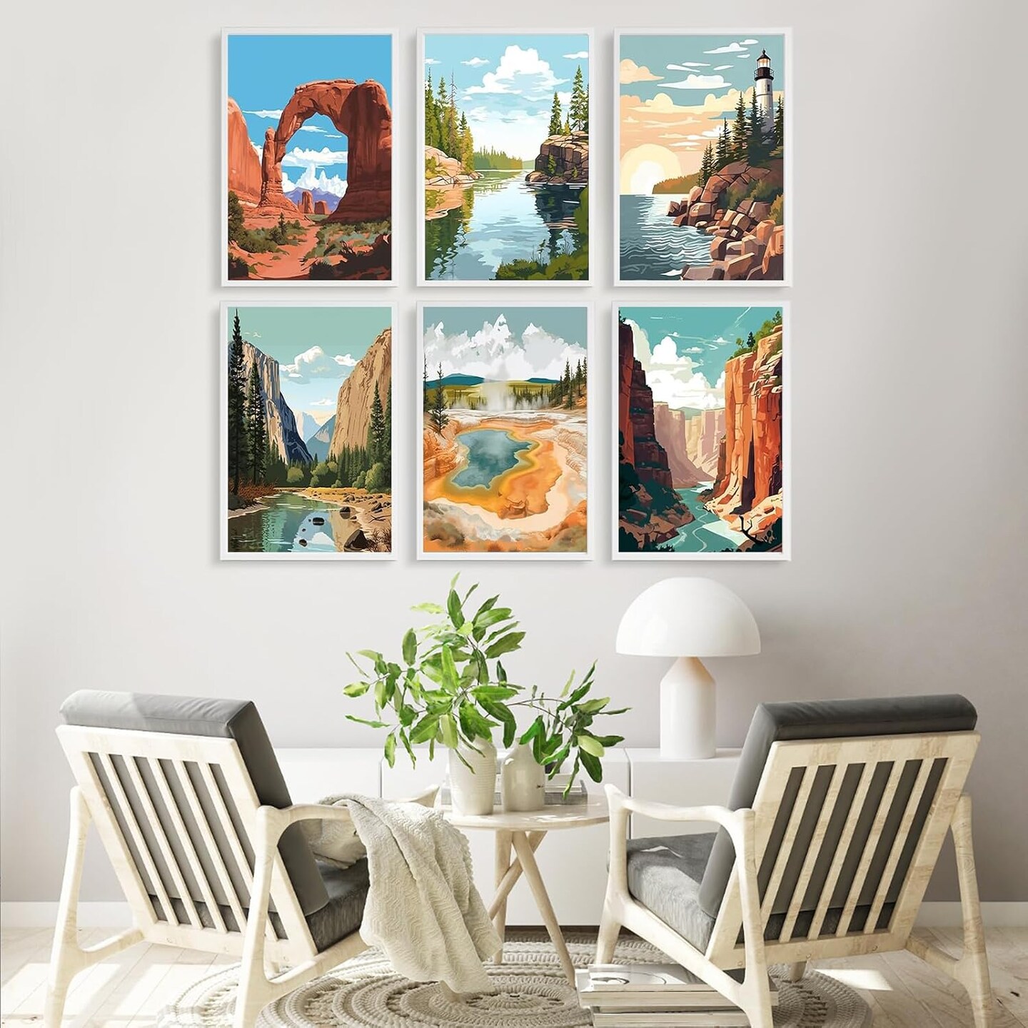 6 Pack,National Park Adult Paint by Number Kits ( 8&#x201D; W x 12&#x201D;L)