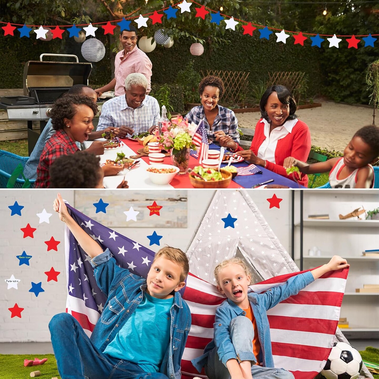 5.5inch - 108 Pcs Patriotic Star Cutouts 4th of July Independence Day(Multi Color)