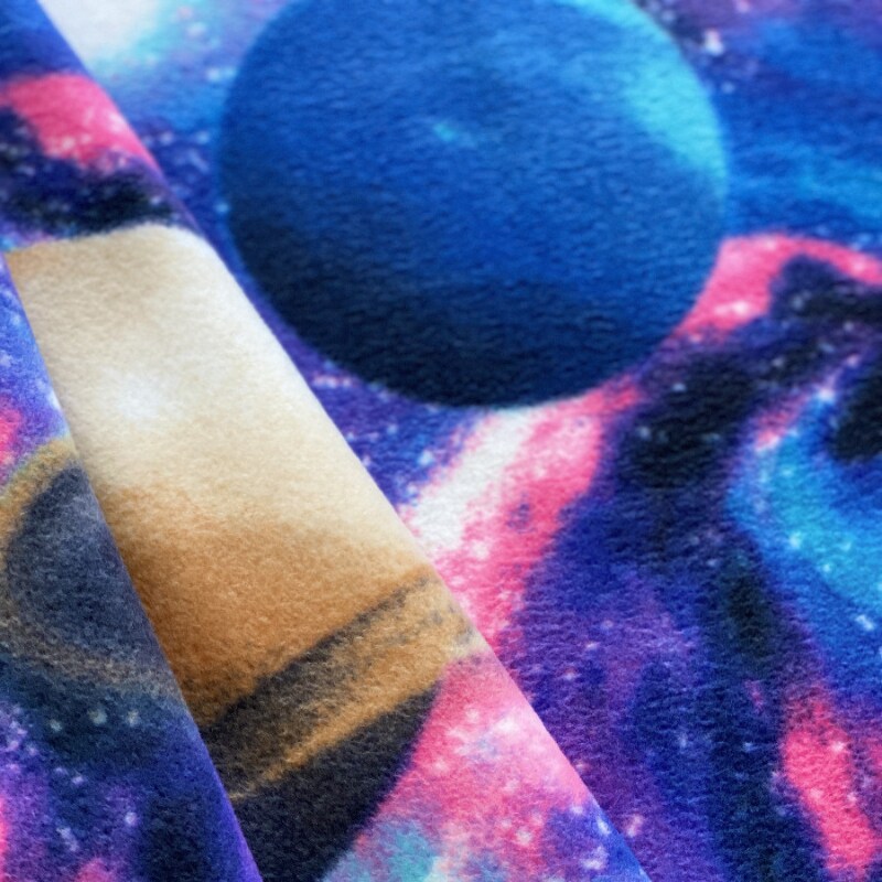 Universe of Planets Anti-Pill Premium No-Sew Throw Fleece Fabric Kit (72x60)