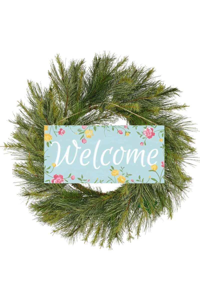 12&#x22; Wooden Sign: Welcome Floral Sign