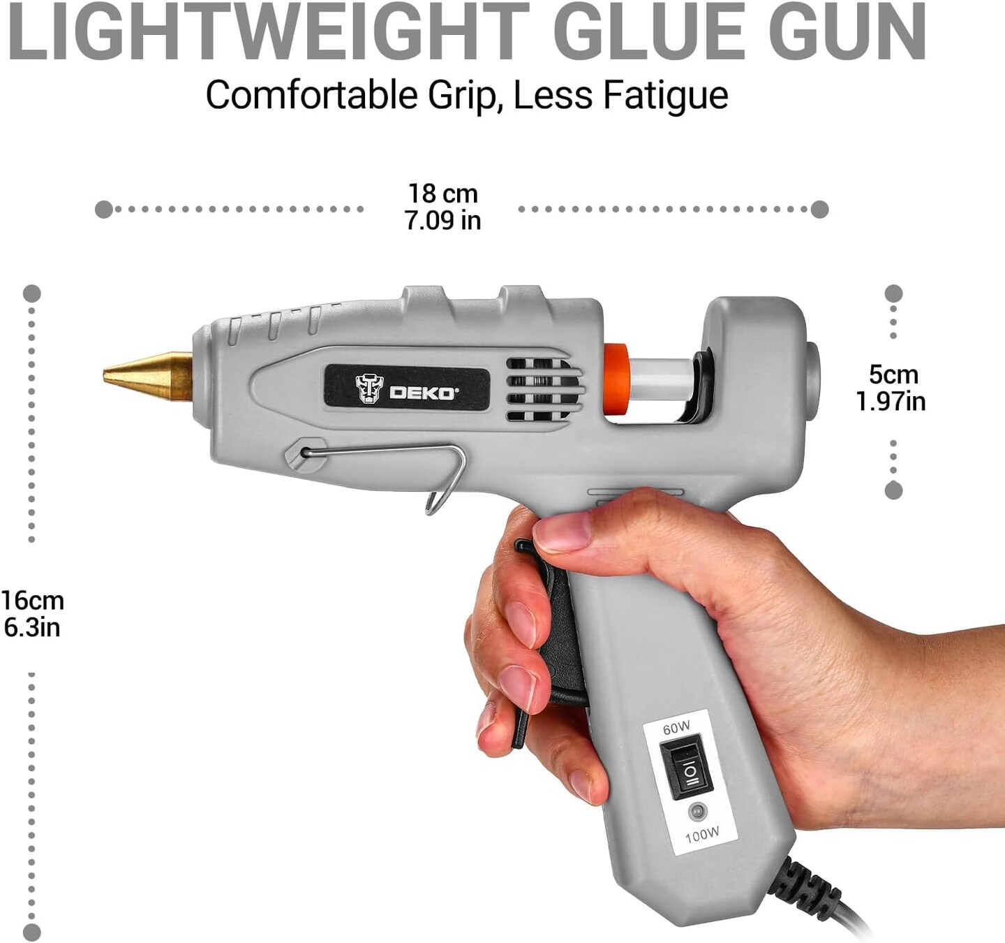 Hot Glue Gun Full Size: DEKOPRO 60/100Watt Dual Temp Hot Glue Gun Kit with 25 Glue Sticks, Organize Storage Case, Heavy Duty Heat Glue Gun Tool Set for Home Repair, Art &#x26; Crafts, DIY