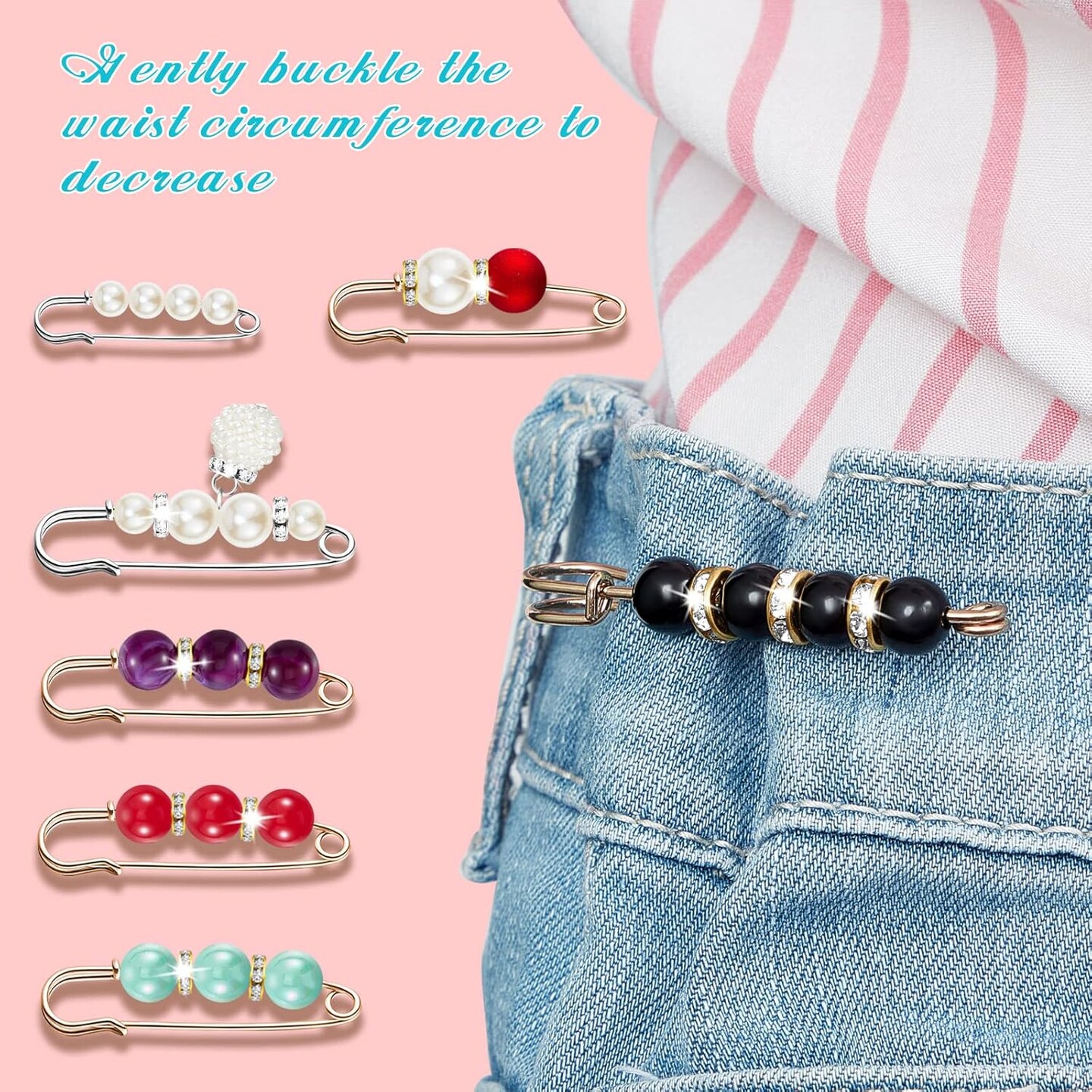 18 Piece Pearl Brooch Pins Women Decorative Safety Pins Clothing Shawl Clips Artificial Pearls Brooch Elegant Cardigan Collar Clips for Women Dress Skirt Sweater(Bright Style)