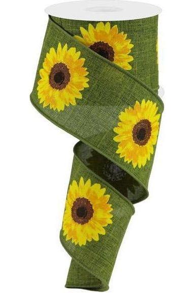 2.5&#x22; Moss Green Sunflower Ribbon