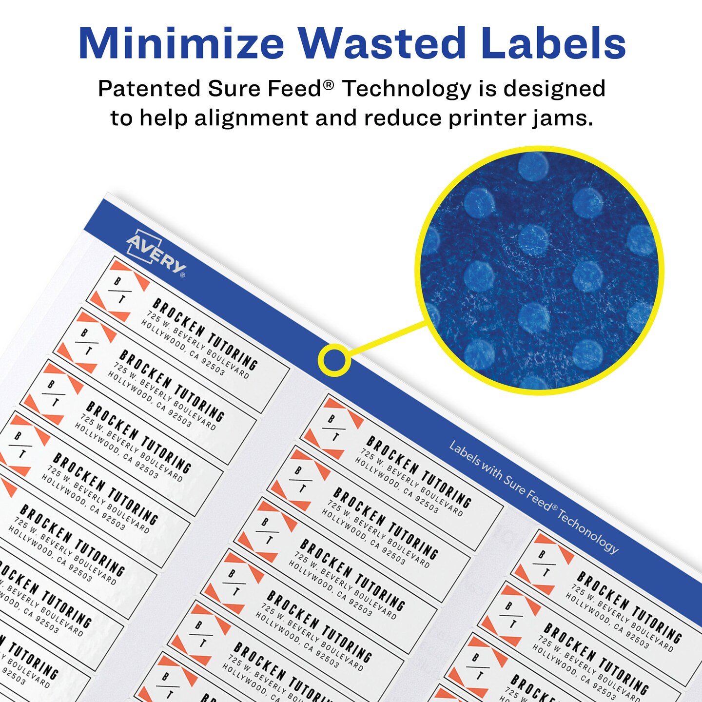 Avery Easy Peel Return Address Labels, Sure Feed Technology, Permanent Adhesive, 1/2&#x22; x 1-3/4&#x22;, 2,000 Labels (8167)