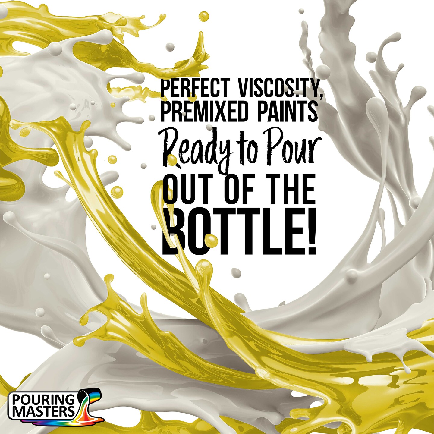 Pouring Masters Lemon Yellow Ready to Pour Acrylic Pouring Paint - Premium 8-Ounce Pre-Mixed Fluid Acrylic Paint - Fluid Art Supplies for Canvas, Wood, Paper, Tile &#x26; Rocks