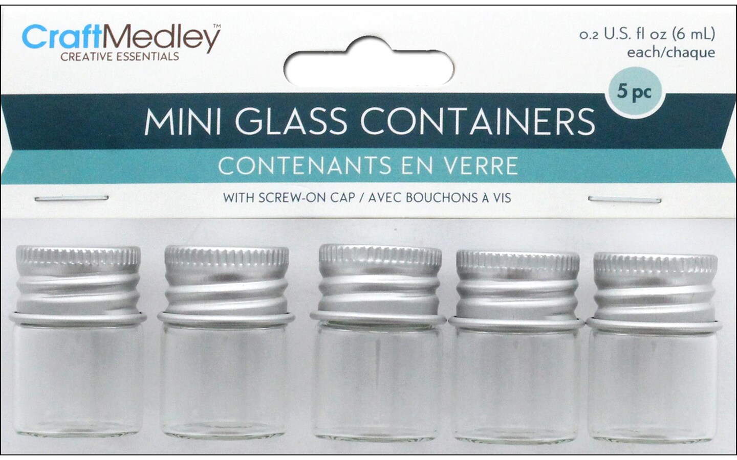 Multicraft Glass Bottles Mini w/ScrewLid .2oz  5pc