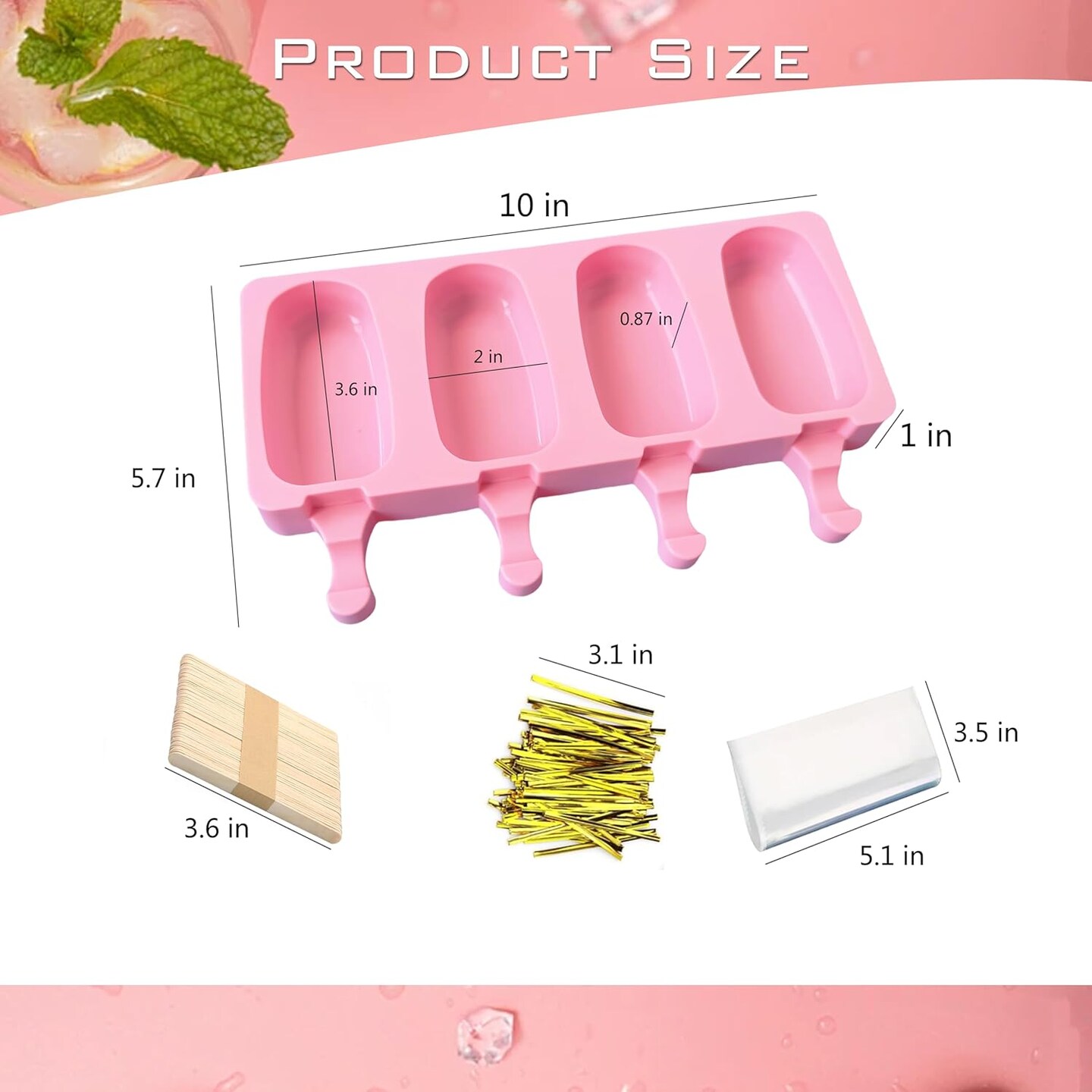 Cakesicle Molds Silicone, Cake Pop Molds Shapes, 2 Pack Silicone Popsicle Molds With 50 Sticks & 50 Bags for DIY Ice Popsicle
