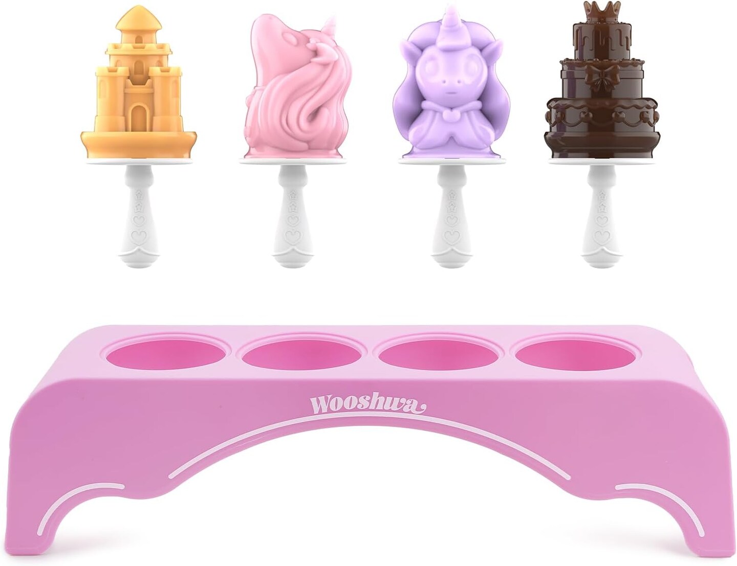 Unicorn Popsicle Molds with Sticks, 4-Pack Silicone Popsicle Holders for Kids Girls, Mini Homemade Ice Cream Molds, Easy-release Popsicle Maker, BPA-free &#x26; Dishwasher Safe (Classic)