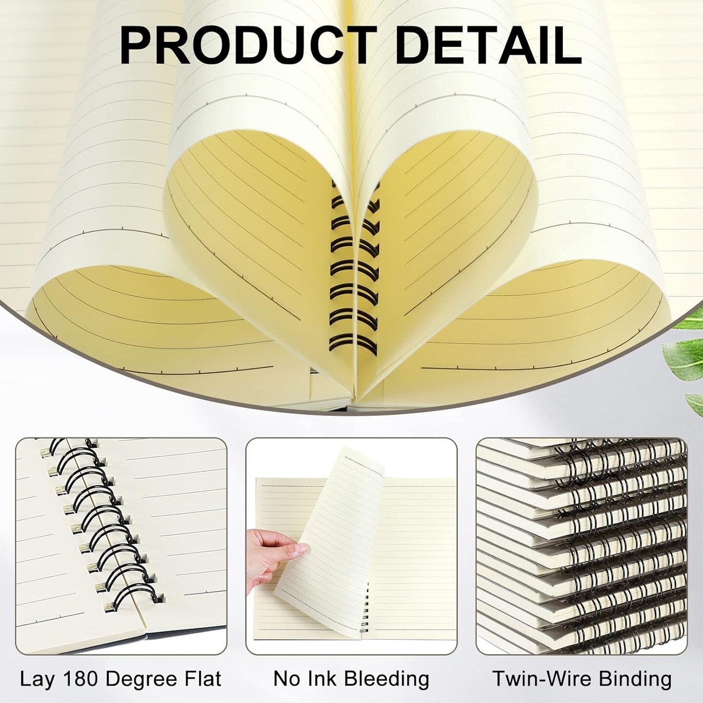 Spiral Notebook A5 College Ruled Journal Notebooks Lined 8.3'' x 5.5'' Bulk Writing Paper Notebook for Office Business School Supplies Christmas End of Year Gift