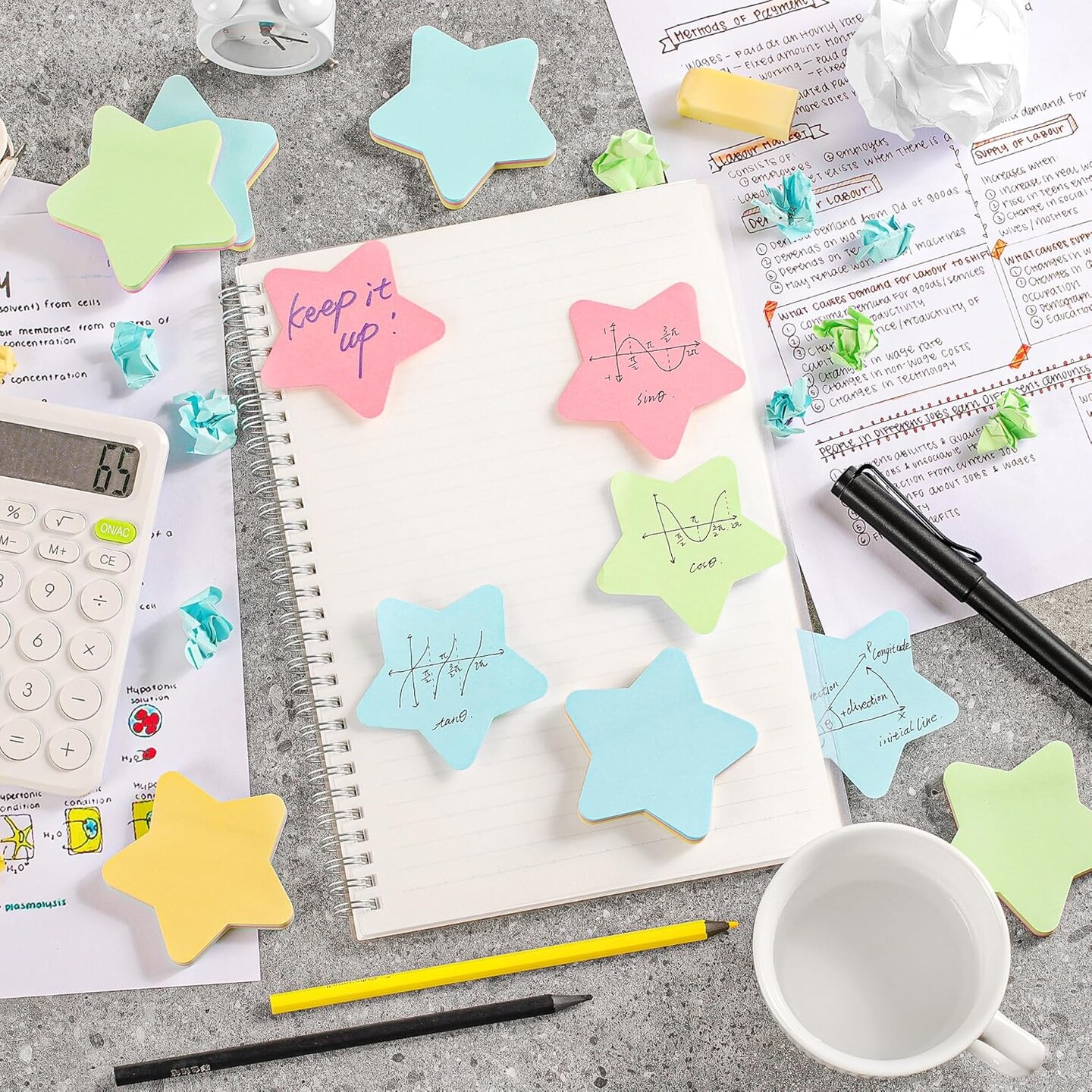 Sticky Notes 2.75 in x 2.75 in 600 Sheets Sticky Memo Star Shaped - Self Stick Cute Mixed 4 Color for Office/Home/Baking/School