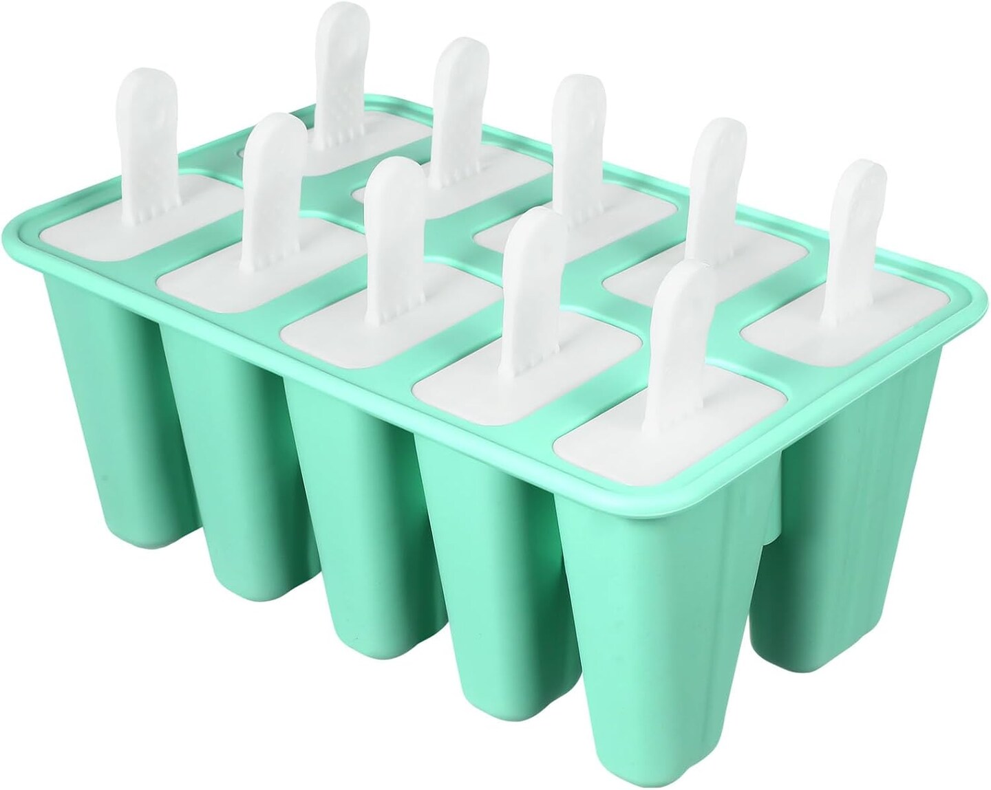 Mini Silicone Popsicle Mold, 10-cavity DIY Ice Pop Mold with Reusable Sticks,Homemade Popsicles Molds,Ice Cream Mold,Ice Pop Molds Maker (Green)