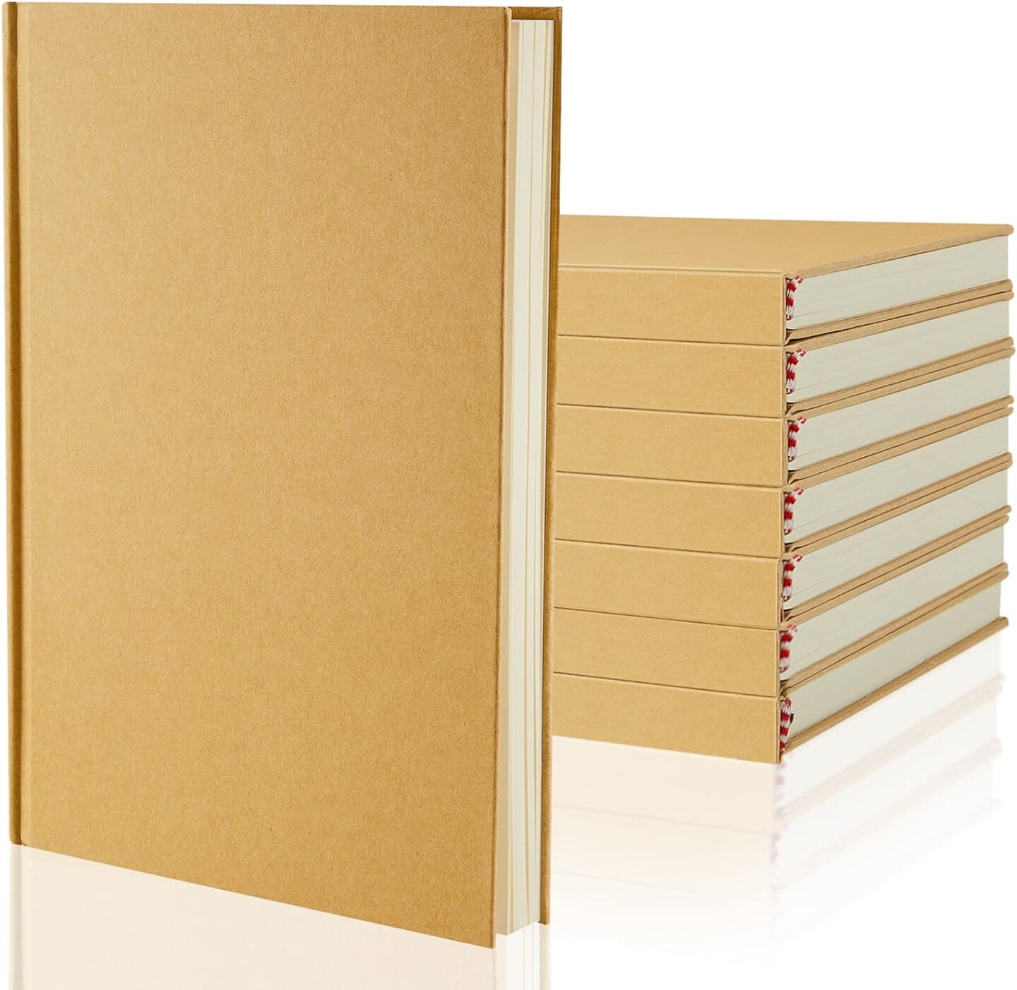 8 Pcs A5 Blank Kraft Notebooks Journals Bulk 100 Sheets/200 Pages Unlined Sketchbooks for Writing Drawing Composition Notebook