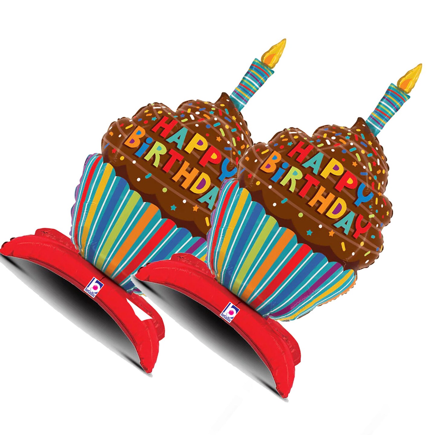 Betallic® 31 Inch Happy Birthday Cupcake Standups Foil Mylar Balloon