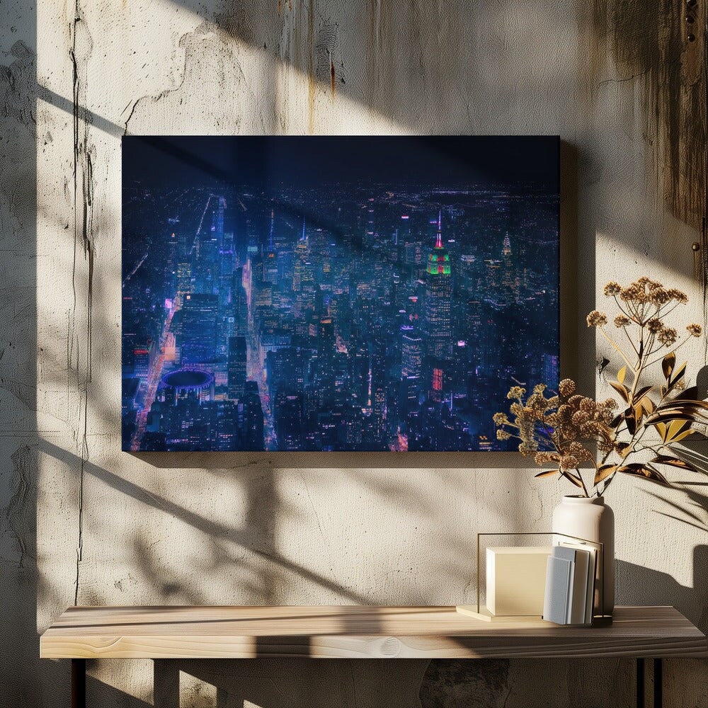 NYC Neon Noir - Javier de la Torre 24x36 Black Framed Art | Home or Office Art